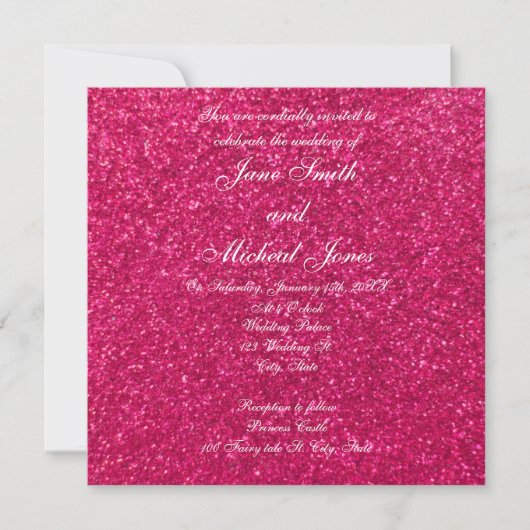 Invitations de mariage à parties scintillant rose  (Devant)