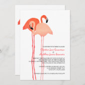 Invitations de mariage à Pink Flamants roses Beach (Devant / Derrière)