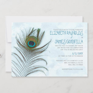 Invitations de mariage à plumes de paquebot modern
