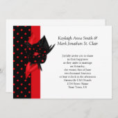 Invitations de mariage à point Polka rouge et noir (Devant / Derrière)