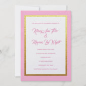 Invitations de mariage à rayures rose et or Modern (Devant)