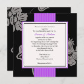 Invitations de mariage à rayures violettes (Devant / Derrière)