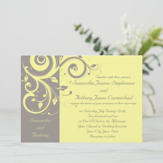 Invitations de mariage à rotation inverse Jaune et (Debout devant)