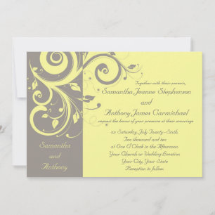 Invitations de mariage à rotation inverse Jaune et