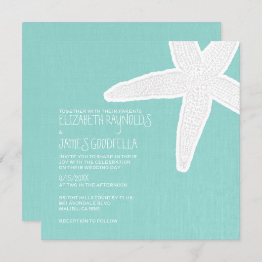 Invitations de mariage à Starfish Beach (Devant / Derrière)