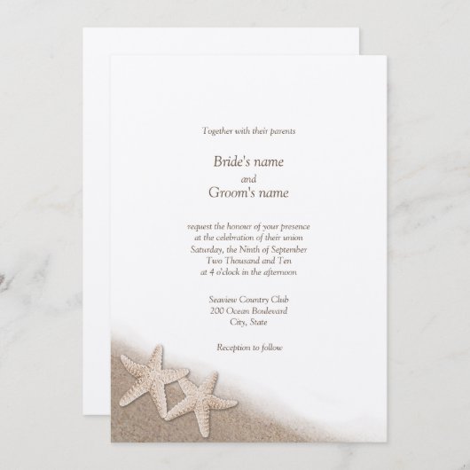 Invitations de mariage à thème de la plage de Star (Devant / Derrière)