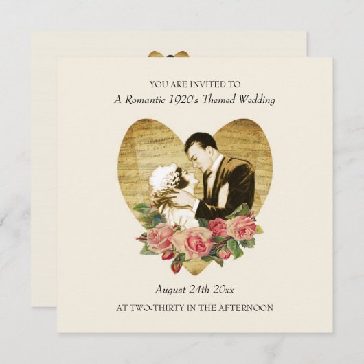 Invitations de mariage à thème des années 1920 (Devant / Derrière)