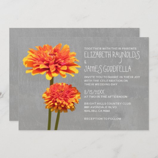 Invitations de mariage à Zinnia (Devant / Derrière)