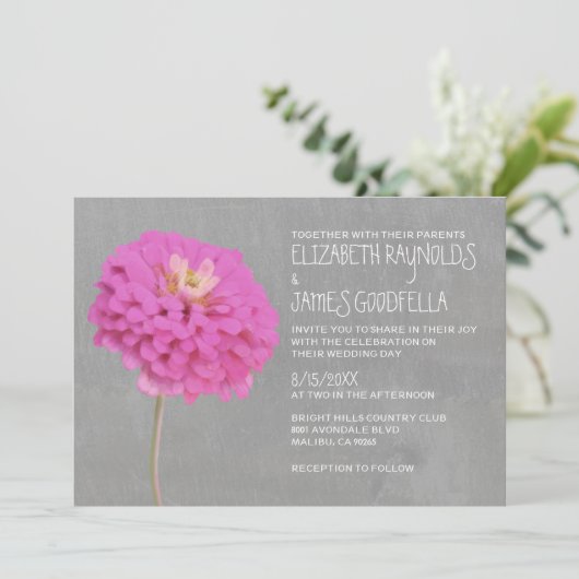 Invitations de mariage à Zinnias (Debout devant)
