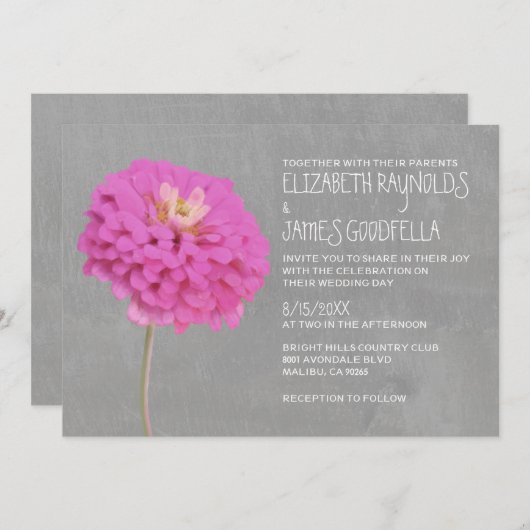 Invitations de mariage à Zinnias (Devant / Derrière)