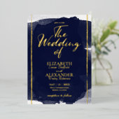 Invitations de mariage Abstraites | Bleu bleu mari (Debout devant)