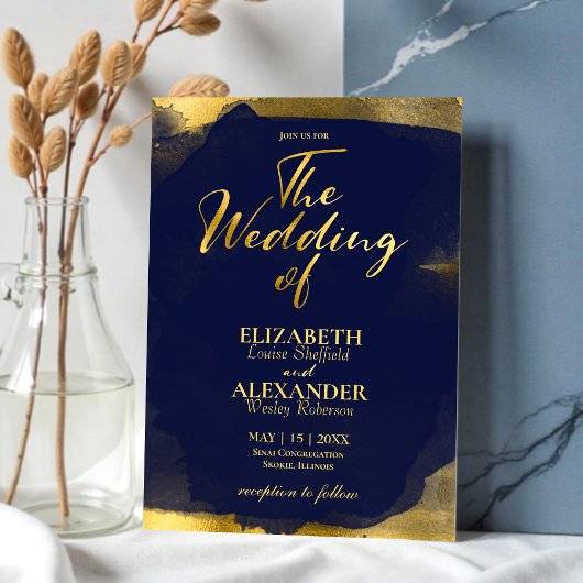 Invitations de mariage Abstraites | Bleu bleu mari