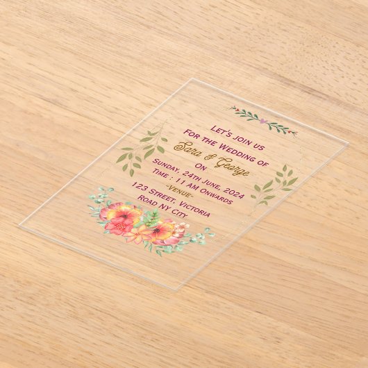 Invitations de mariage acrylique (Poser)