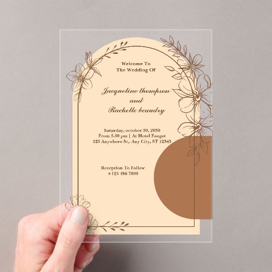 Invitations de mariage acrylique Brown personnalis (In situ (ordinateur de poche))