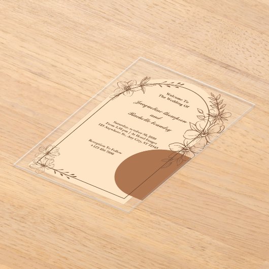 Invitations de mariage acrylique Brown personnalis (Poser)