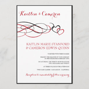 Invitations de mariage aimées (noires et rouges)