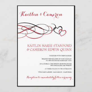 Invitations de mariage aimées (noires et rouges)
