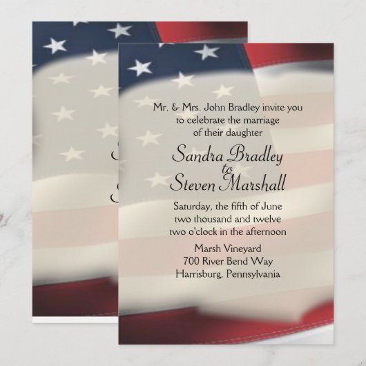 Invitations de mariage américaines (Devant / Derrière)