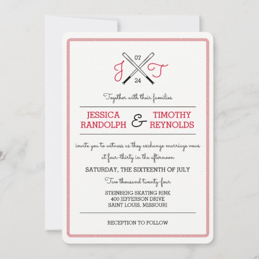Invitations de mariage amoureux de baseball (Devant)