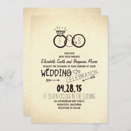 Invitations de mariage amusantes et créatives (Devant / Derrière)