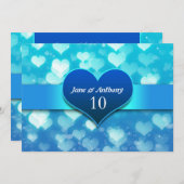 invitations de mariage anniversaire cœur bleu (Devant / Derrière)