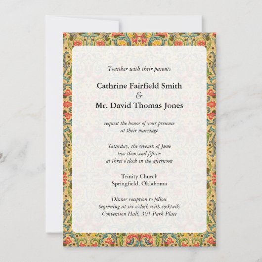 Invitations de mariage antique arabesque (Devant)