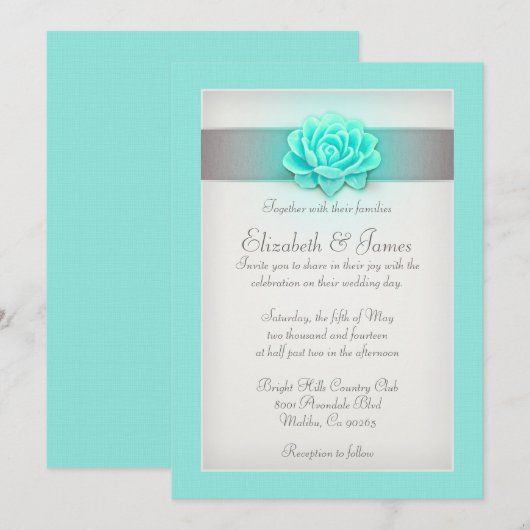 Invitations de mariage Aqua (Devant / Derrière)