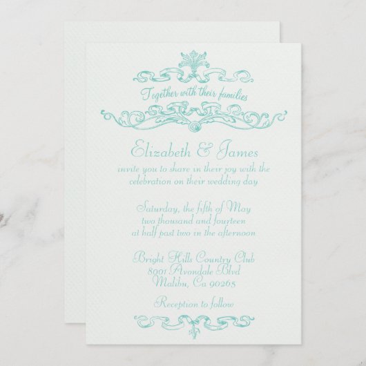 Invitations De Mariage Aqua De Luxe Simple (Devant / Derrière)