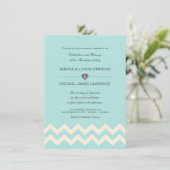 Invitations de mariage Aqual Blue et Ivory Chevron (Debout devant)