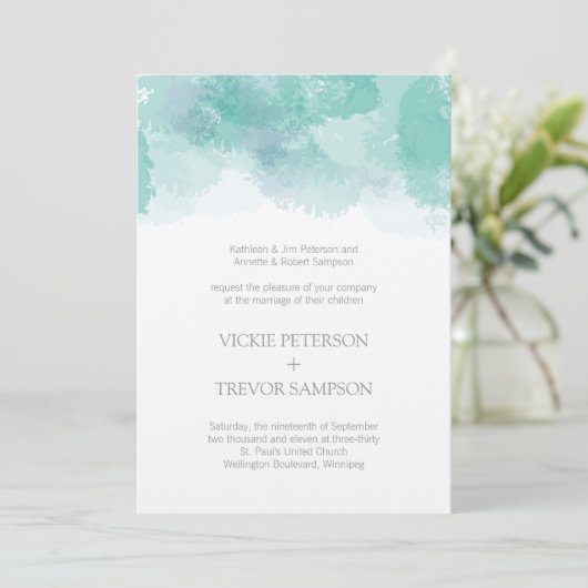 Invitations de mariage aquarelle (Debout devant)