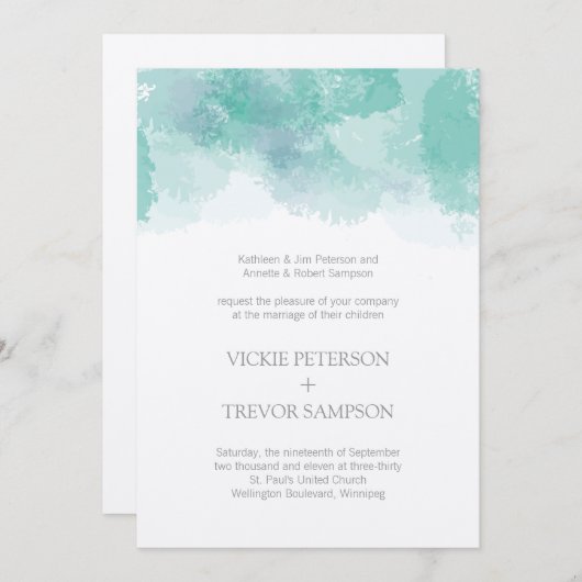 Invitations de mariage aquarelle (Devant / Derrière)