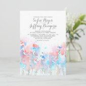 Invitations de mariage aquarelle - Fleurs roses bl (Debout devant)