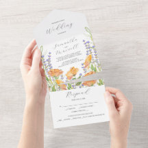 Invitations de mariage Aquarelle Fleurs sauvages