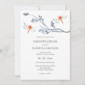 Invitations de mariage Aquarelle rouge libellule (Devant)