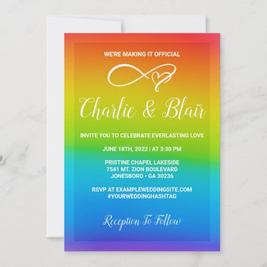 Invitations de mariage Arc-en-ciel (Devant)
