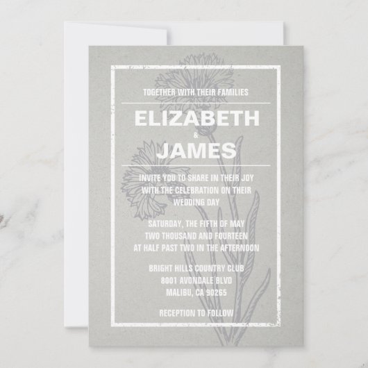 Invitations de mariage argenté Vintage rustique (Devant)