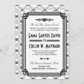 Invitations de mariage Art Déco Blanc & Noir (Devant / Derrière)