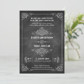 Invitations de mariage Art Déco Chalkboard (Debout devant)