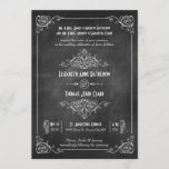 Invitations de mariage Art Déco Chalkboard<br><div class="desc">Des invitations de mariage simples et élégantes avec des tourbillons minces et fantaisistes qui rappellent le design art déco vintage contre un arrière - plan texturé en damier.</div>