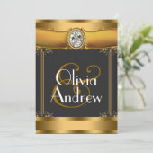 Invitations de mariage Art Déco élégantes (Debout devant)