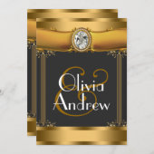 Invitations de mariage Art Déco élégantes (Devant / Derrière)