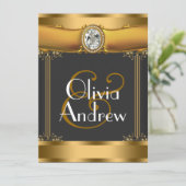 Invitations de mariage Art Déco élégantes (Debout devant)