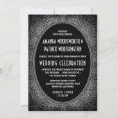 Invitations de mariage Art déco noir et argent Foi (Devant)