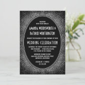 Invitations de mariage Art déco noir et argent Foi (Debout devant)