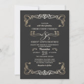 Invitations de mariage Art Déco Or (Devant)