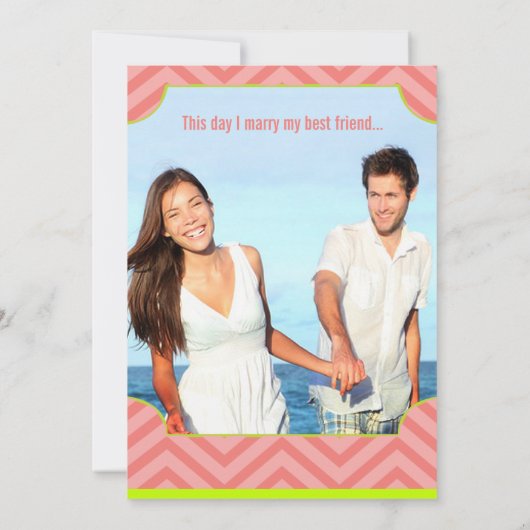 Invitations de mariage Art Déco Pêche, Lime et Ber (Dos)