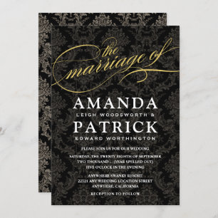 Invitations de mariage Art Déco pour les Damas noi