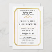 Invitations de mariage Art déco White & Gold année (Devant)