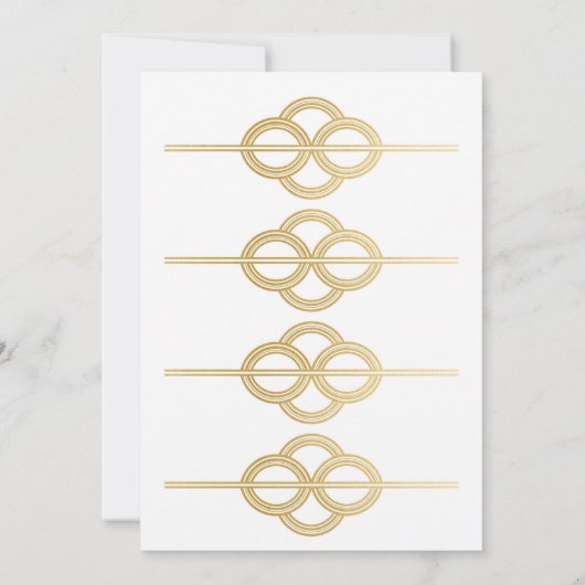 Invitations de mariage Art déco White & Gold année (Dos)