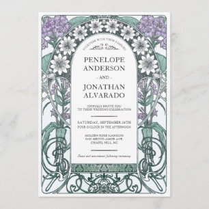 Invitations de mariage Art Nouveau colorées (Set #